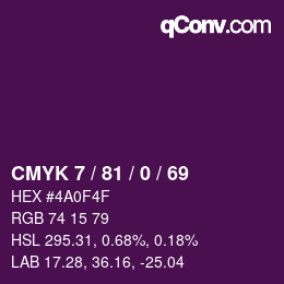 Color code: CMYK 7 / 81 / 0 / 69 | qconv.com
