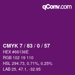 Color code: CMYK 7 / 83 / 0 / 57 | qconv.com