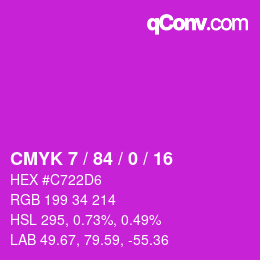 カラーコード: CMYK 7 / 84 / 0 / 16 | qconv.com