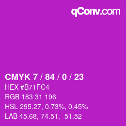カラーコード: CMYK 7 / 84 / 0 / 23 | qconv.com