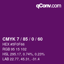 カラーコード: CMYK 7 / 85 / 0 / 60 | qconv.com
