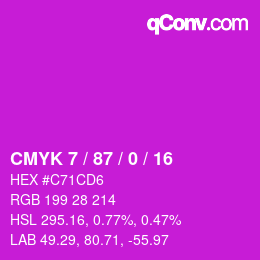 カラーコード: CMYK 7 / 87 / 0 / 16 | qconv.com