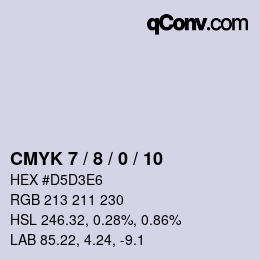 颜色代码: CMYK 7 / 8 / 0 / 10 | qconv.com