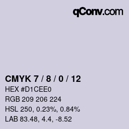 カラーコード: CMYK 7 / 8 / 0 / 12 | qconv.com