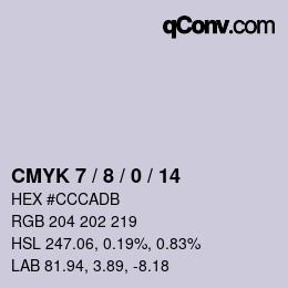 カラーコード: CMYK 7 / 8 / 0 / 14 | qconv.com
