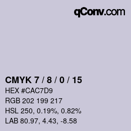 カラーコード: CMYK 7 / 8 / 0 / 15 | qconv.com