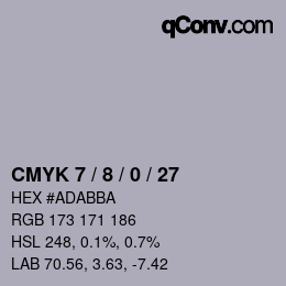 カラーコード: CMYK 7 / 8 / 0 / 27 | qconv.com