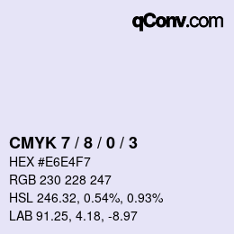 Farbcode: CMYK 7 / 8 / 0 / 3 | qconv.com