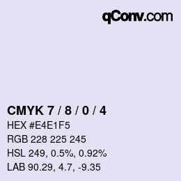 カラーコード: CMYK 7 / 8 / 0 / 4 | qconv.com