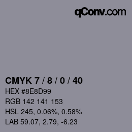 颜色代码: CMYK 7 / 8 / 0 / 40 | qconv.com