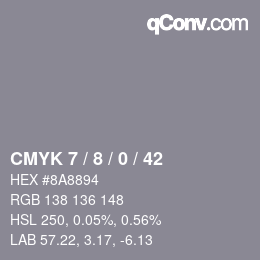 颜色代码: CMYK 7 / 8 / 0 / 42 | qconv.com