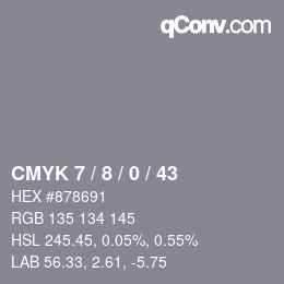 Color code: CMYK 7 / 8 / 0 / 43 | qconv.com