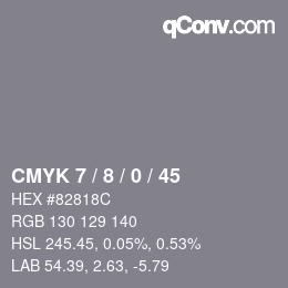 颜色代码: CMYK 7 / 8 / 0 / 45 | qconv.com