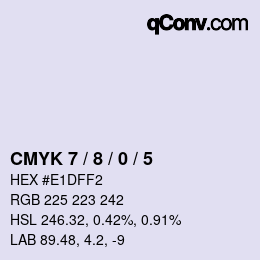 カラーコード: CMYK 7 / 8 / 0 / 5 | qconv.com