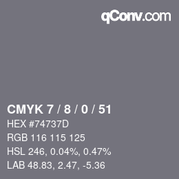 Color code: CMYK 7 / 8 / 0 / 51 | qconv.com