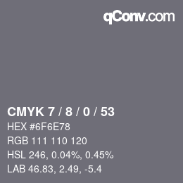 カラーコード: CMYK 7 / 8 / 0 / 53 | qconv.com