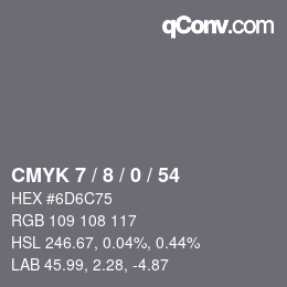 Color code: CMYK 7 / 8 / 0 / 54 | qconv.com