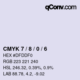カラーコード: CMYK 7 / 8 / 0 / 6 | qconv.com