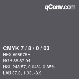 颜色代码: CMYK 7 / 8 / 0 / 63 | qconv.com