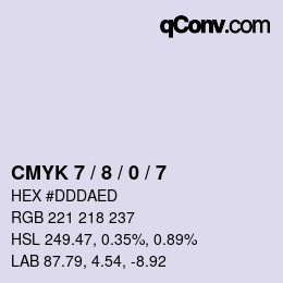 カラーコード: CMYK 7 / 8 / 0 / 7 | qconv.com