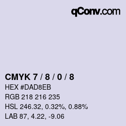 Farbcode: CMYK 7 / 8 / 0 / 8 | qconv.com