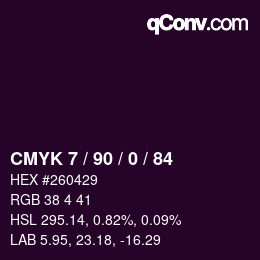 Farbcode: CMYK 7 / 90 / 0 / 84 | qconv.com