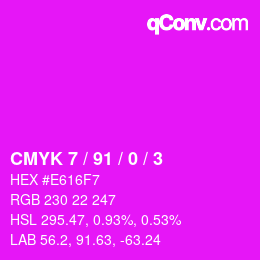 Color code: CMYK 7 / 91 / 0 / 3 | qconv.com