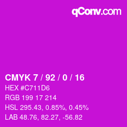 カラーコード: CMYK 7 / 92 / 0 / 16 | qconv.com