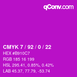 カラーコード: CMYK 7 / 92 / 0 / 22 | qconv.com