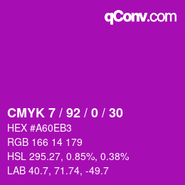 カラーコード: CMYK 7 / 92 / 0 / 30 | qconv.com