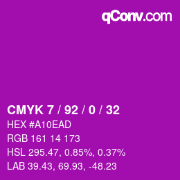 カラーコード: CMYK 7 / 92 / 0 / 32 | qconv.com