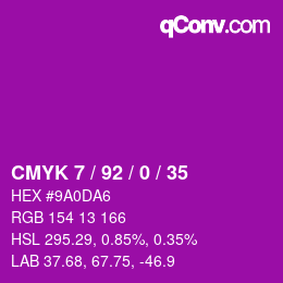 カラーコード: CMYK 7 / 92 / 0 / 35 | qconv.com
