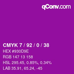 カラーコード: CMYK 7 / 92 / 0 / 38 | qconv.com