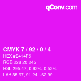 Color code: CMYK 7 / 92 / 0 / 4 | qconv.com