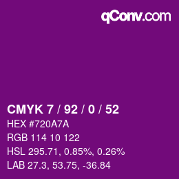 颜色代码: CMYK 7 / 92 / 0 / 52 | qconv.com