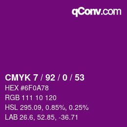 カラーコード: CMYK 7 / 92 / 0 / 53 | qconv.com
