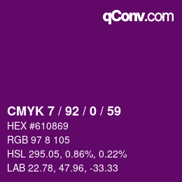 Color code: CMYK 7 / 92 / 0 / 59 | qconv.com