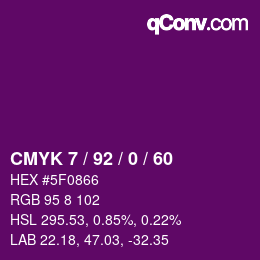 Color code: CMYK 7 / 92 / 0 / 60 | qconv.com