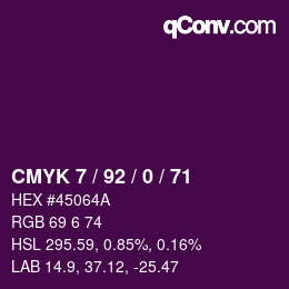 カラーコード: CMYK 7 / 92 / 0 / 71 | qconv.com