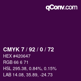 カラーコード: CMYK 7 / 92 / 0 / 72 | qconv.com