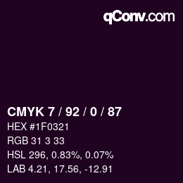 カラーコード: CMYK 7 / 92 / 0 / 87 | qconv.com