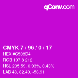 カラーコード: CMYK 7 / 96 / 0 / 17 | qconv.com