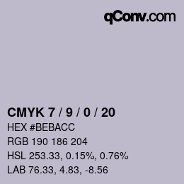 カラーコード: CMYK 7 / 9 / 0 / 20 | qconv.com