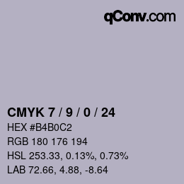 カラーコード: CMYK 7 / 9 / 0 / 24 | qconv.com