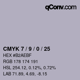颜色代码: CMYK 7 / 9 / 0 / 25 | qconv.com
