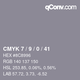 Color code: CMYK 7 / 9 / 0 / 41 | qconv.com