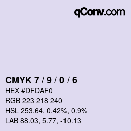 カラーコード: CMYK 7 / 9 / 0 / 6 | qconv.com