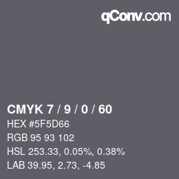 颜色代码: CMYK 7 / 9 / 0 / 60 | qconv.com