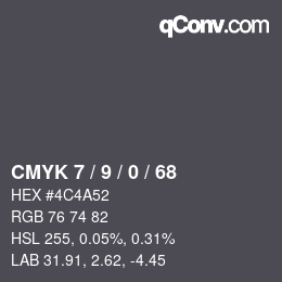 Color code: CMYK 7 / 9 / 0 / 68 | qconv.com