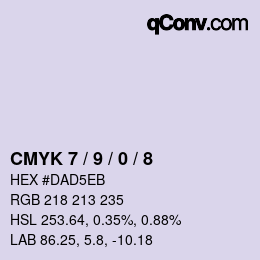 カラーコード: CMYK 7 / 9 / 0 / 8 | qconv.com